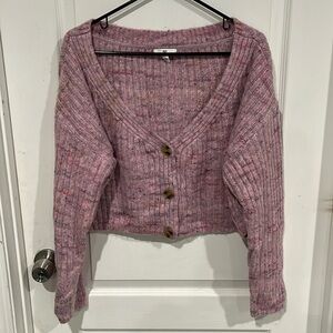 BP space due v-neck crop rib cardigan